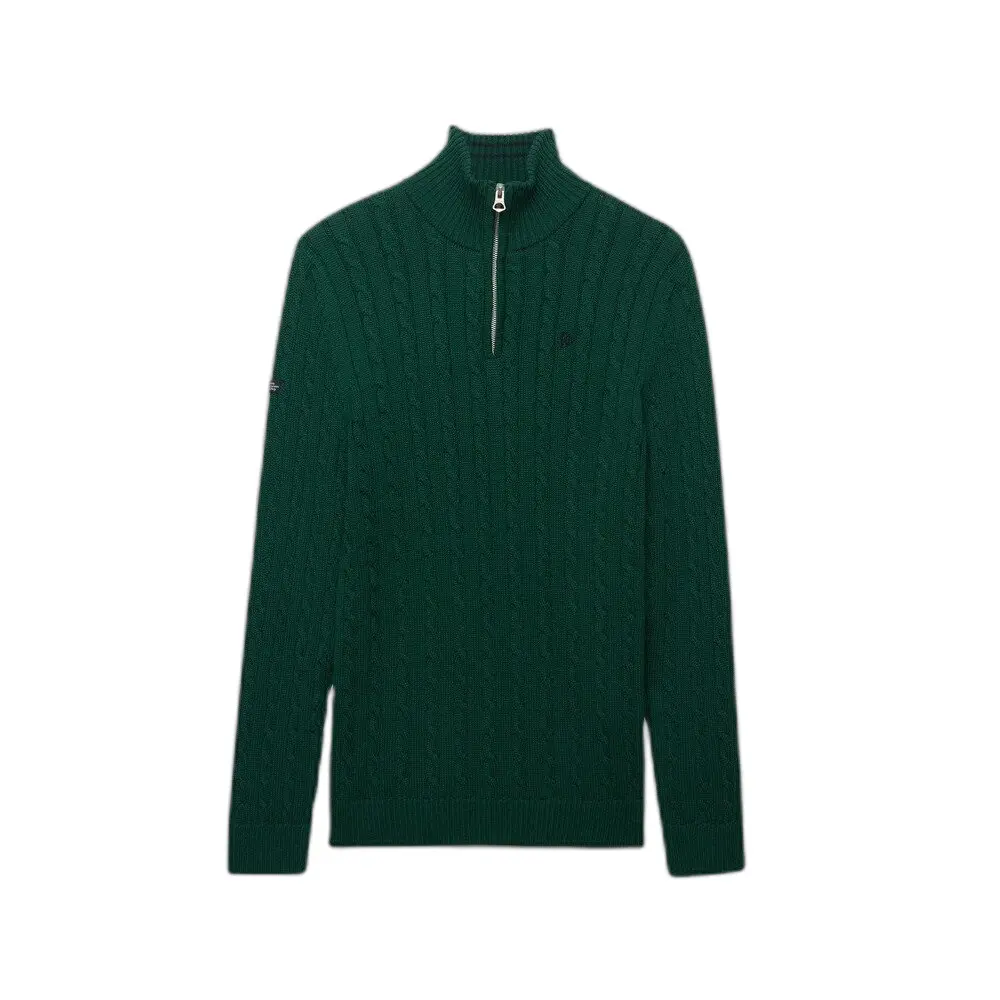Maglione con mez zip in maglia lavorata a trecce  Preppy