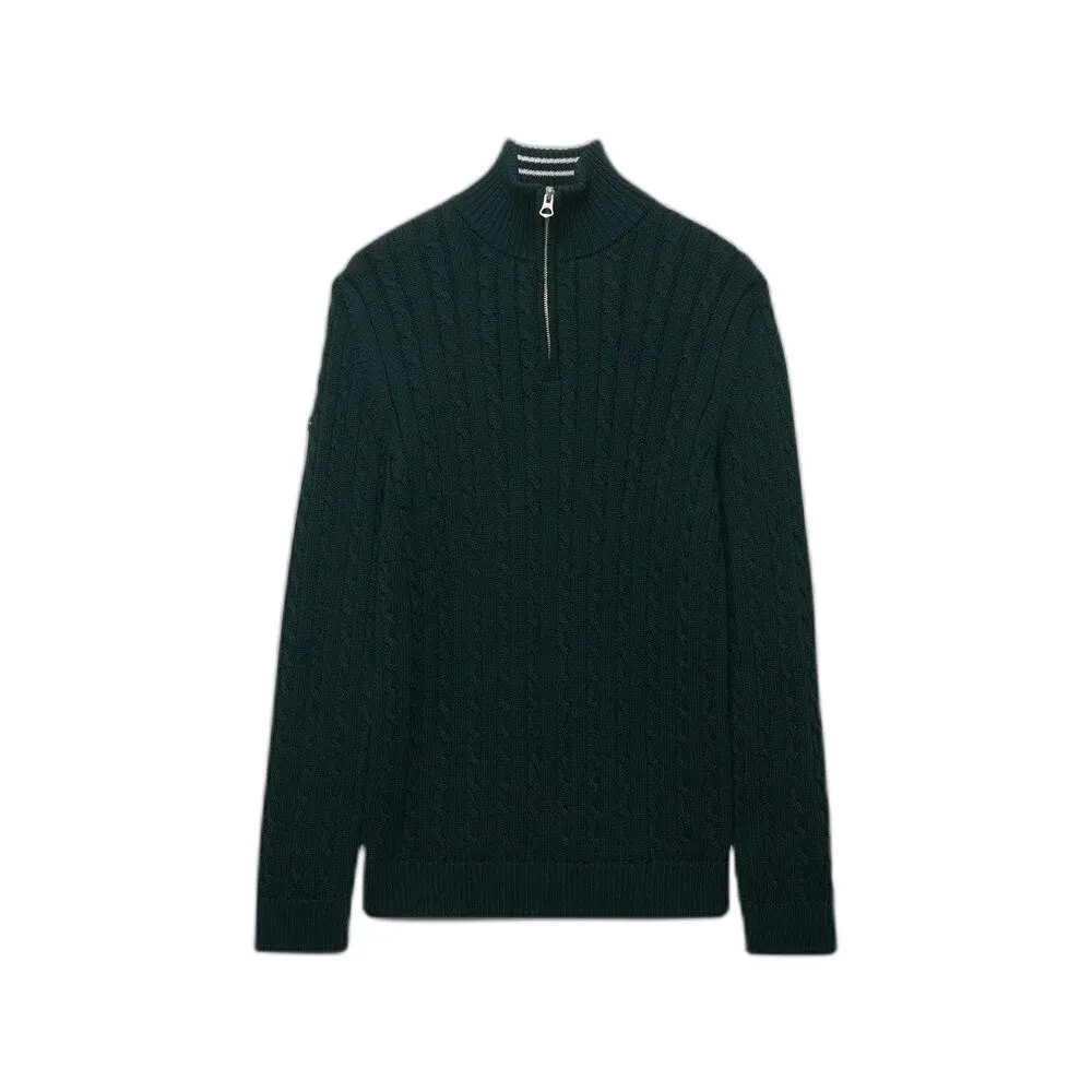 Maglione con mez zip in maglia lavorata a trecce  Preppy