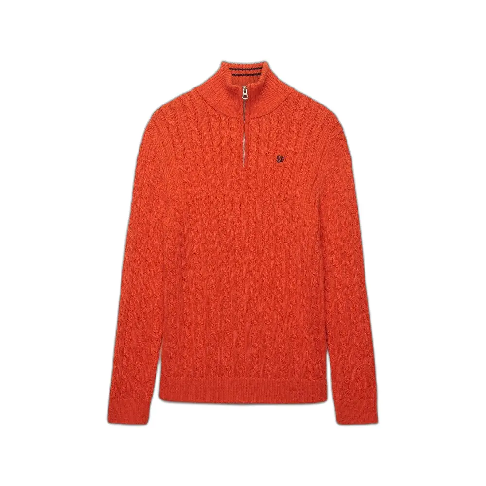 Maglione con mez zip in maglia lavorata a trecce  Preppy