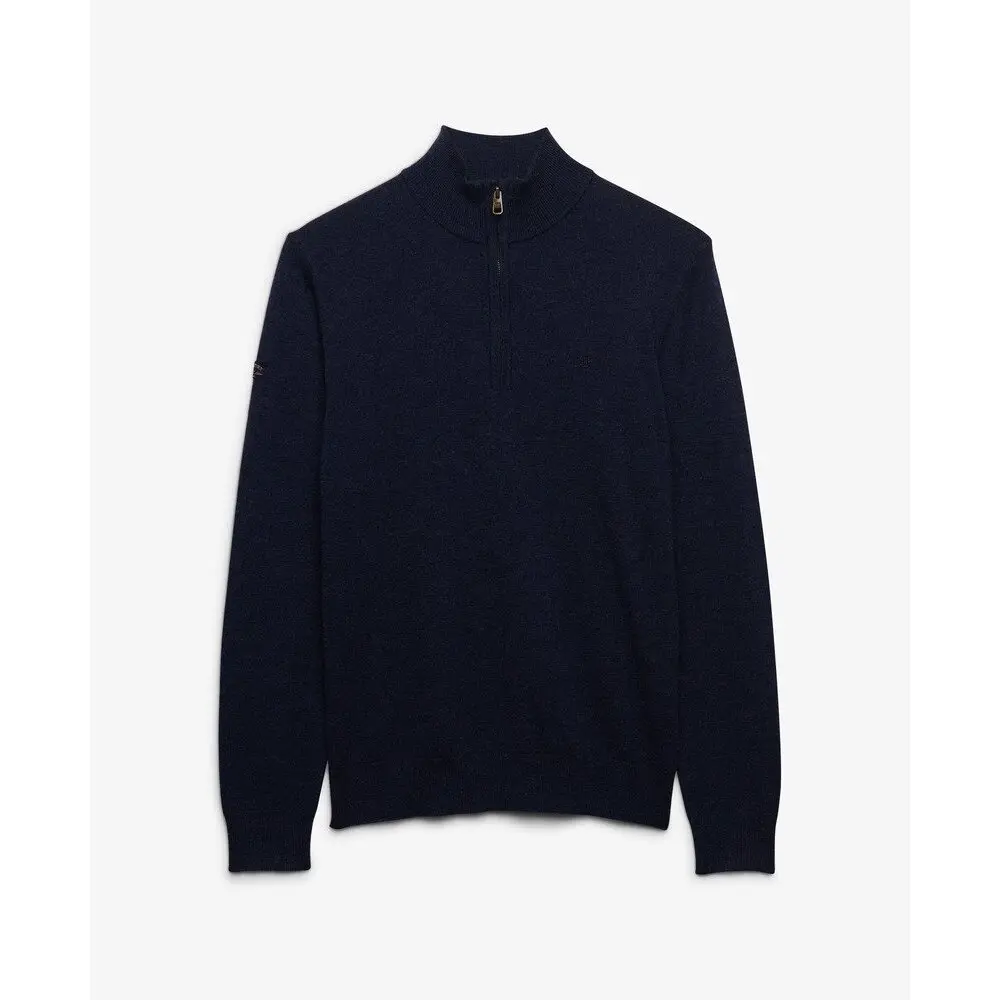 Superdry - Essential Lichtgewicht Wol Blend Half Zip Trui Slanke Pasvorm - Heren - Sweaters