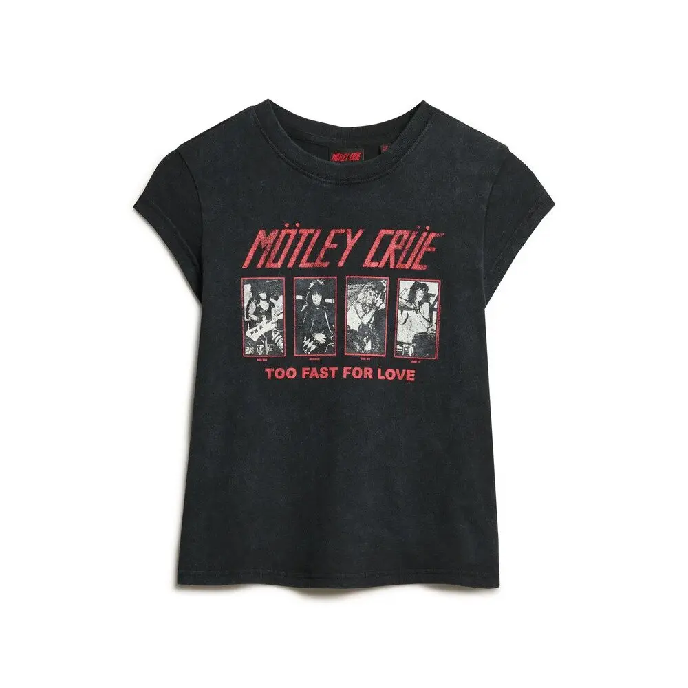 5059726719852 - Damen Mötley Crüe T-Shirt mit Flügelärmeln Schwarz - Größe 42