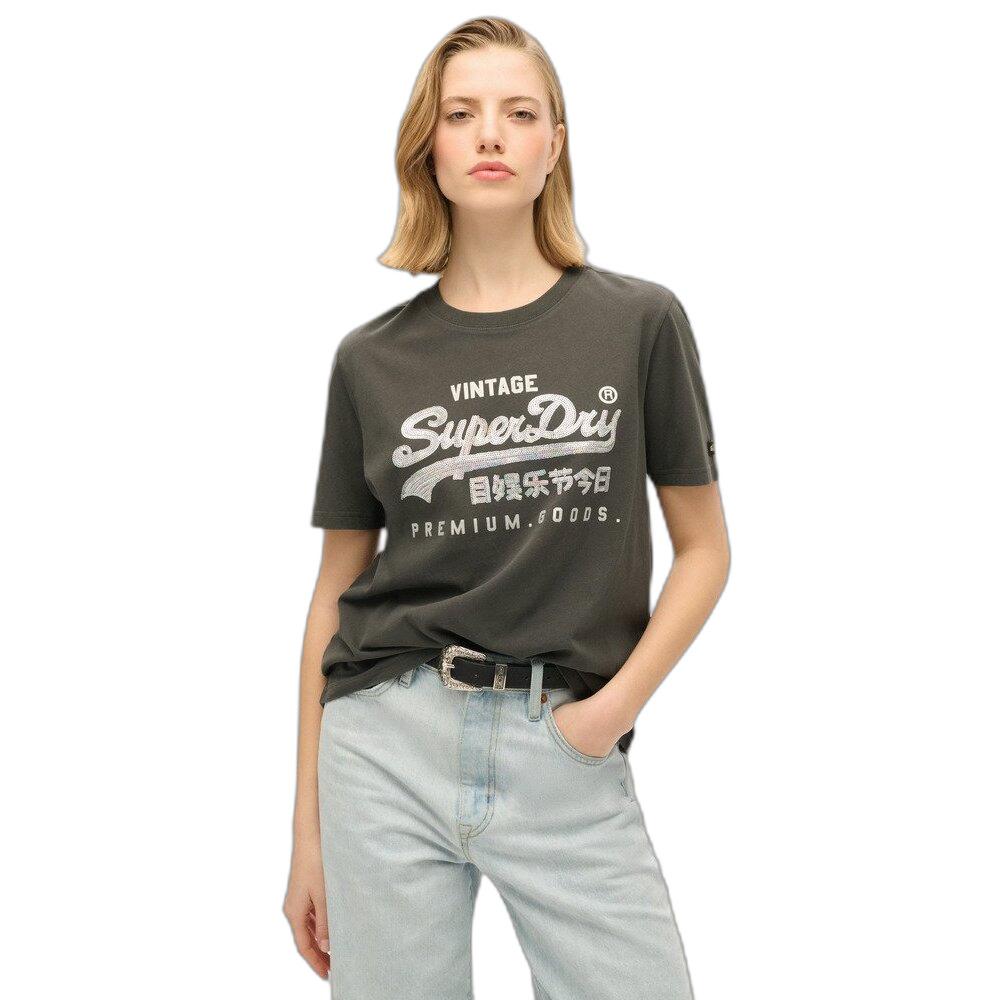 5063068348878 - Glitzerndes T-Shirt mit VL-Motiv für Damen Superdry