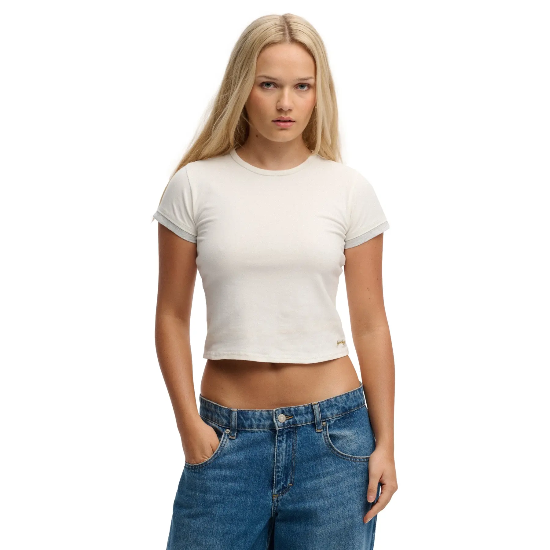 Superdry Women's Blanc T-Shirt Athletic Essentials