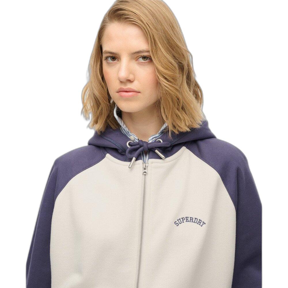 5063068829247 - Damen Kapuzensweatshirt mit Reißverschluss Logo und Raglanärmeln Essential