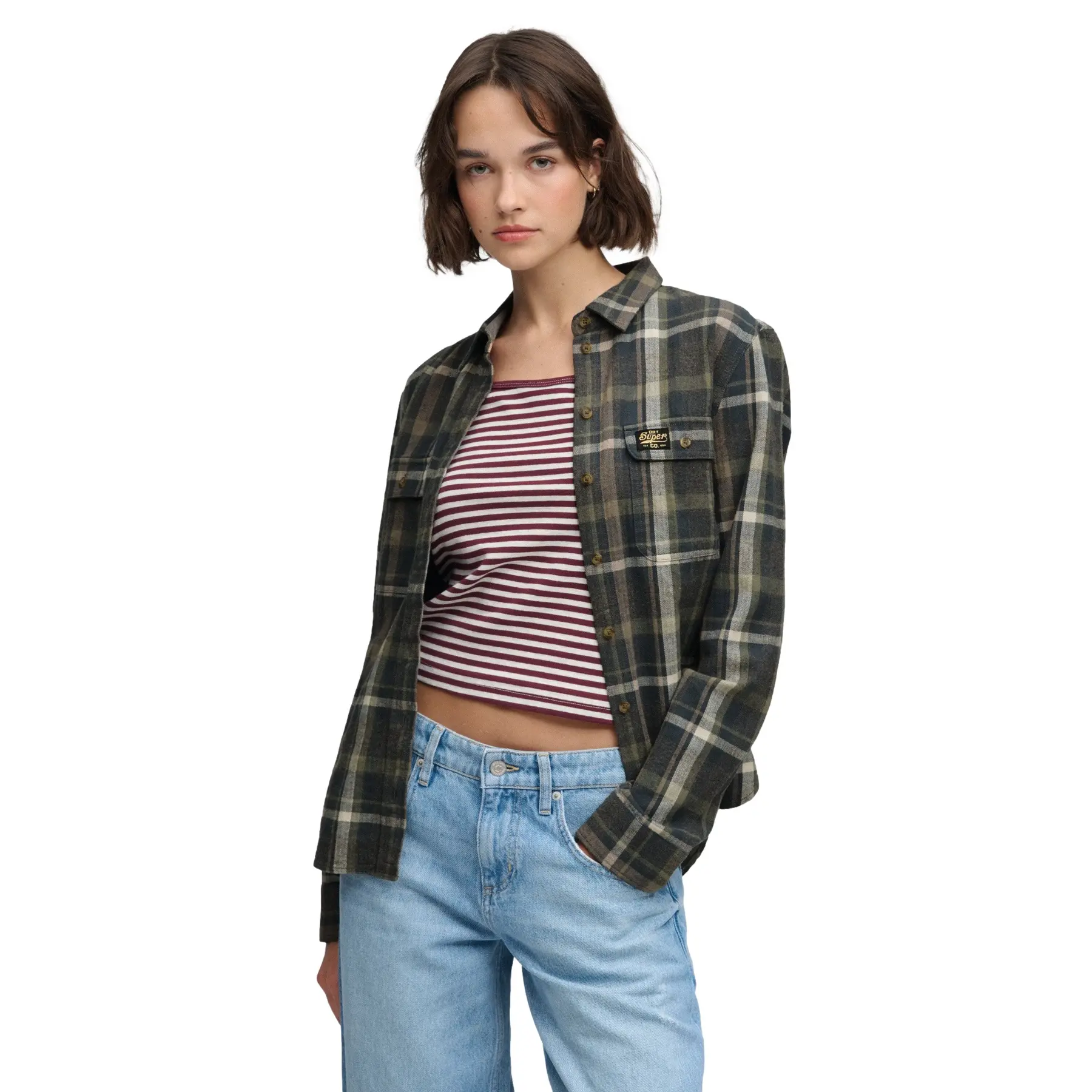 Camicia a maniche lunghe in flanella a quadri donna