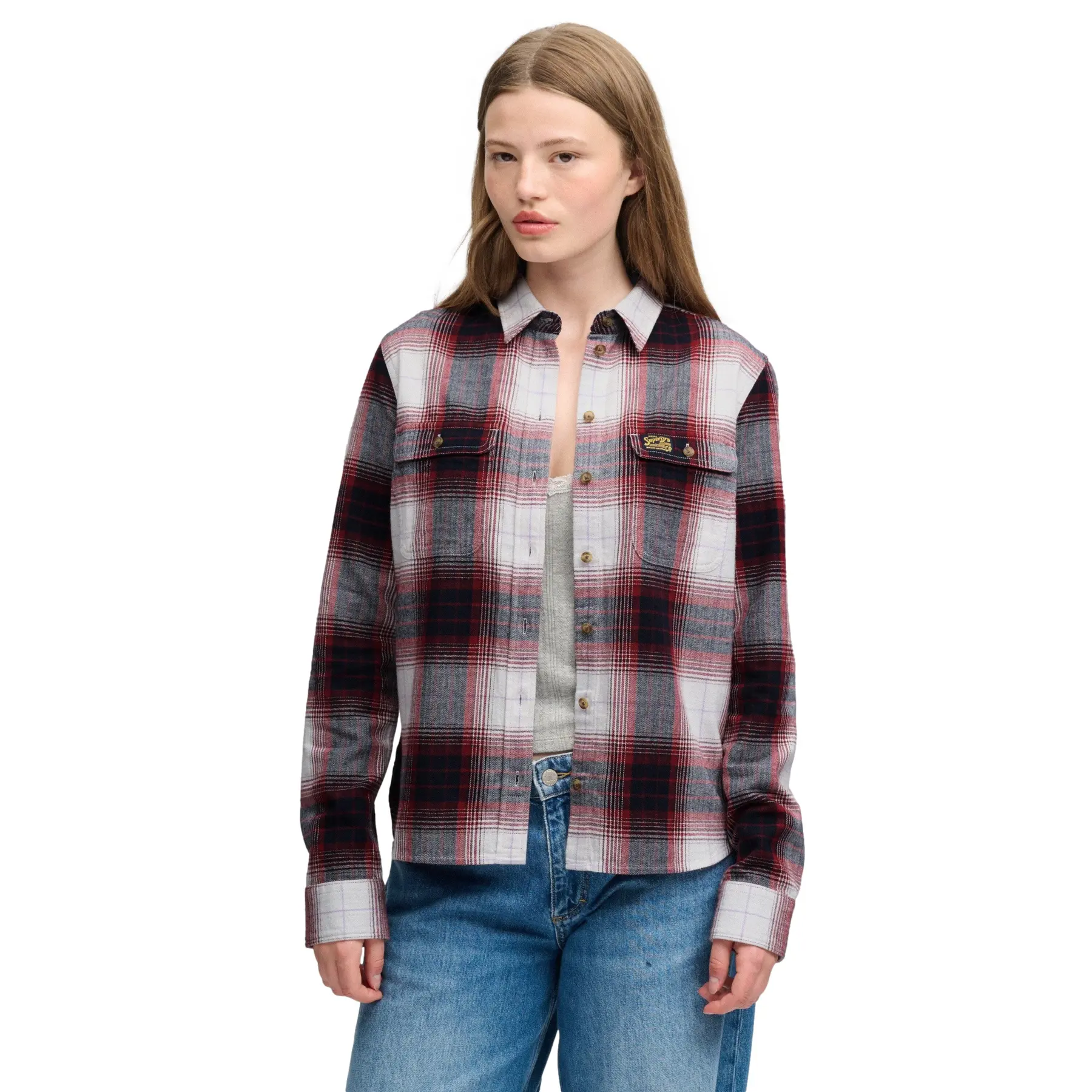 Camicia a maniche lunghe in flanella a quadri donna