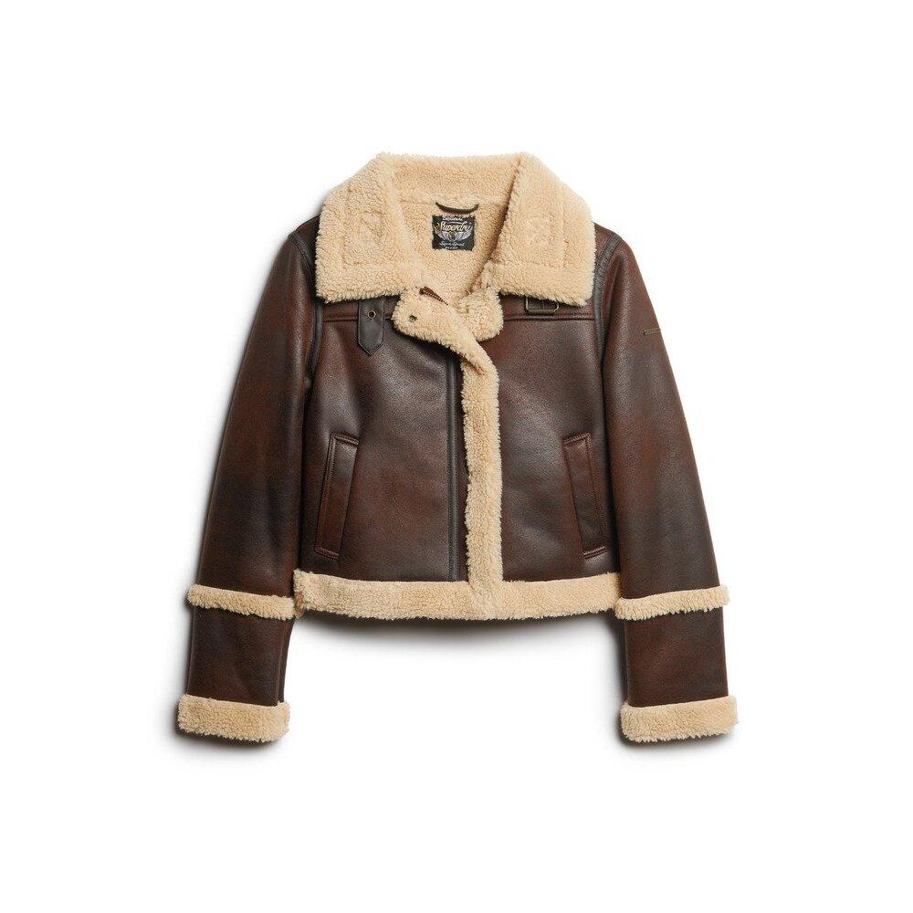 5063068010621 - Kurze Damen-Fliegerjacke aus Kunstschaffell Superdry