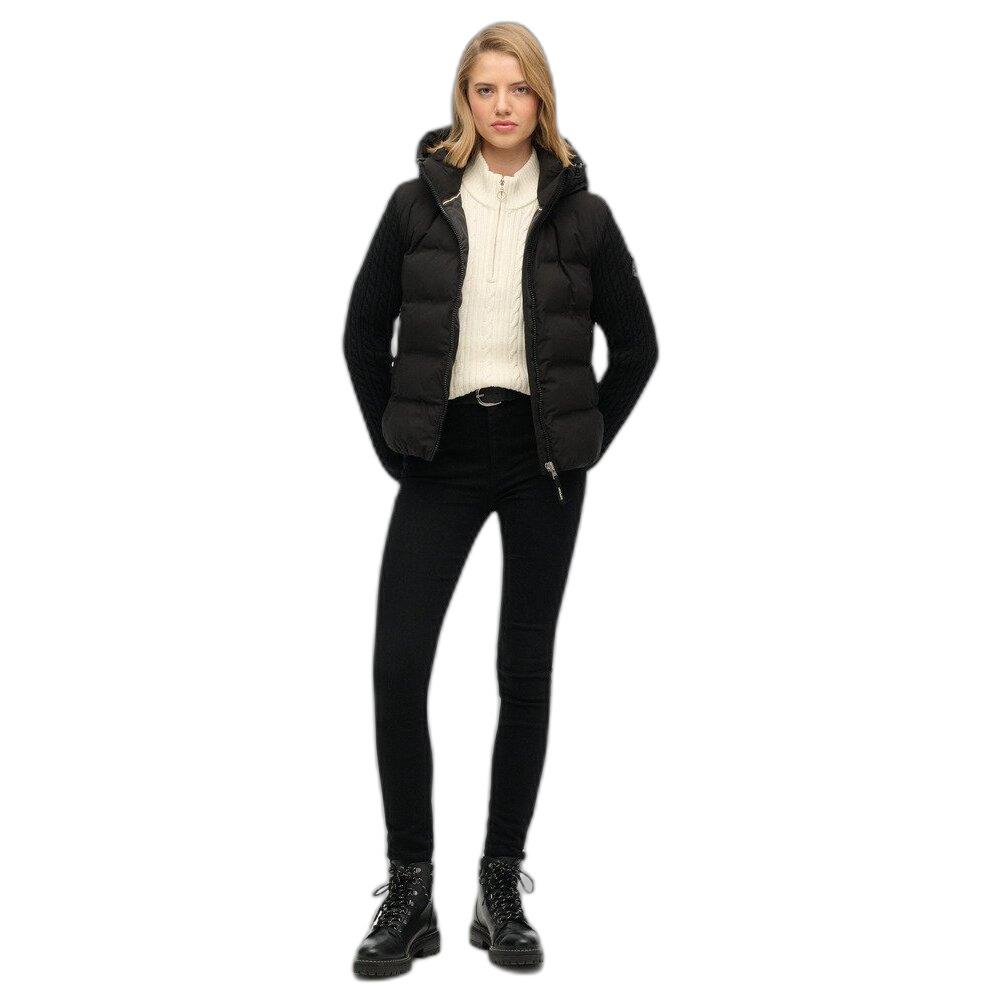 5063634245068 - Damen Steppjacke mit Kapuze und Strickärmeln Superdry