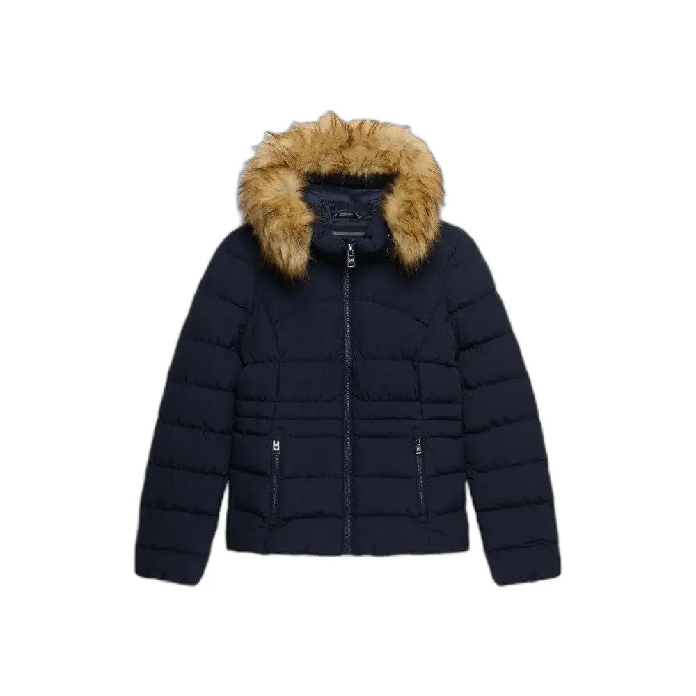 Damen Steppjacke mit Kapuze und Fell Superdry Fuji