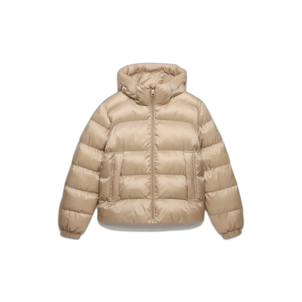 Superdry Jas Hooded Shine Puffer Jacket W5012187a Mushroom Beige Dames Maat - S