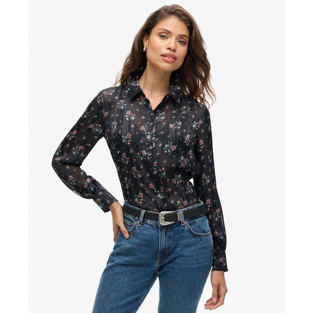 5063068379872 - Transparente glänzende Bluse mit langen Ärmeln für Frauen Superdry