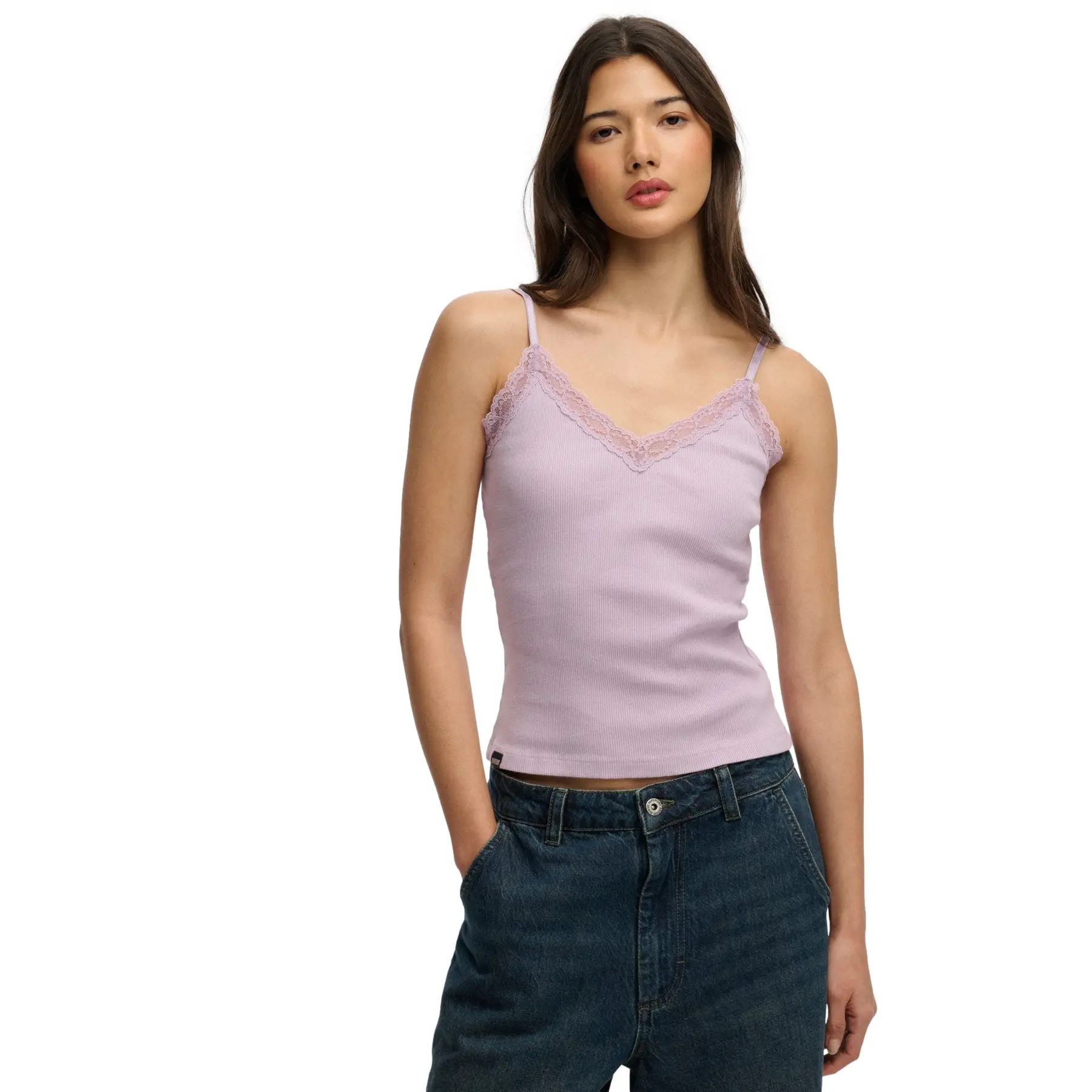Canotta con bordino in pizzo donna Superdry Essential