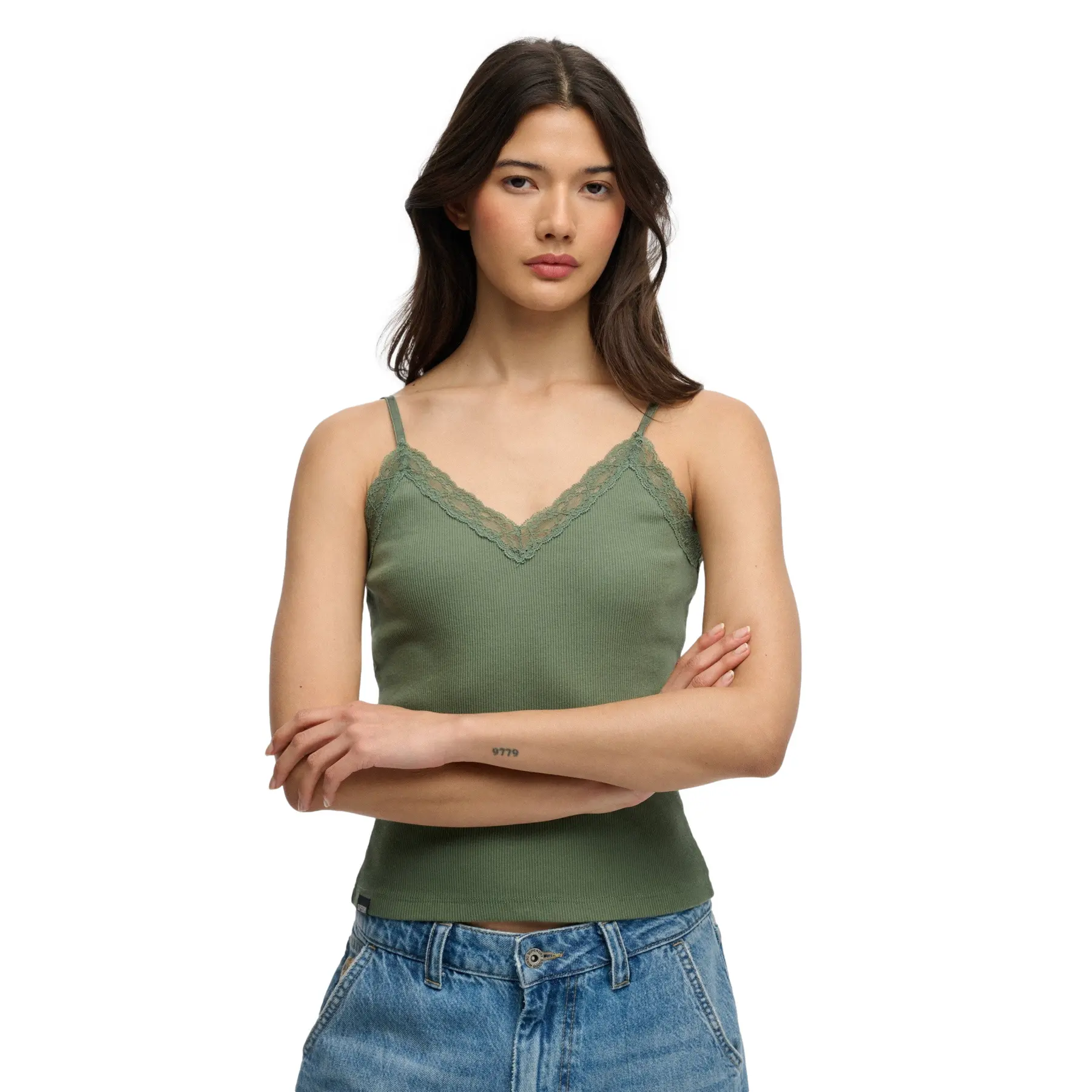 Canotta con bordino in pizzo donna Superdry Essential