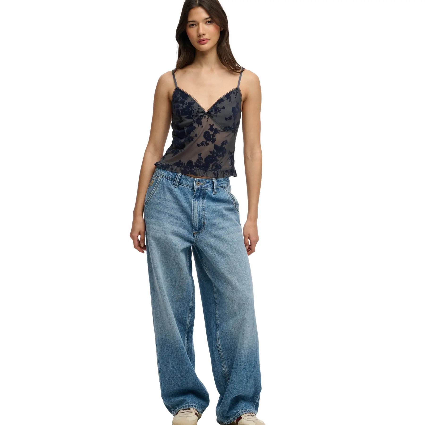 Canottiera in mesh a fantasia donna