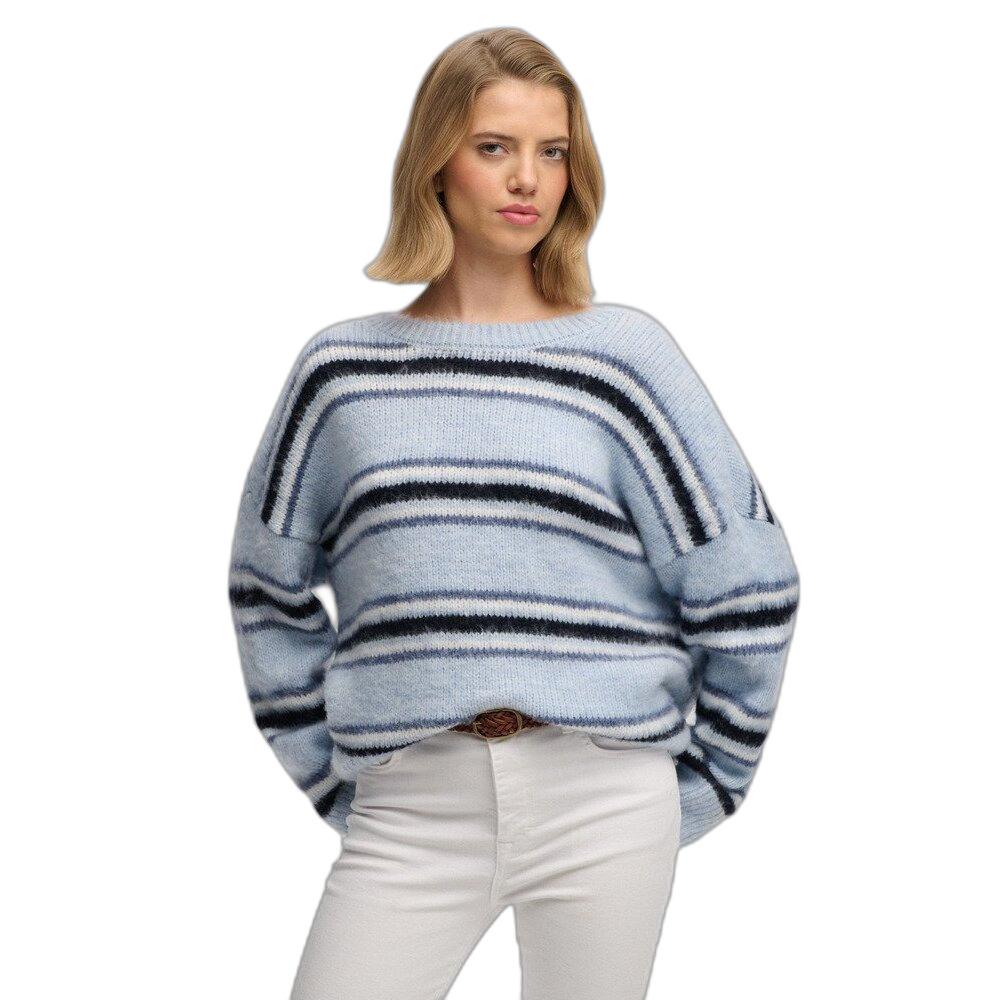 5063634245846 - Gestreifter gebürsteter lässiger Strickpullover für Frauen Superdry