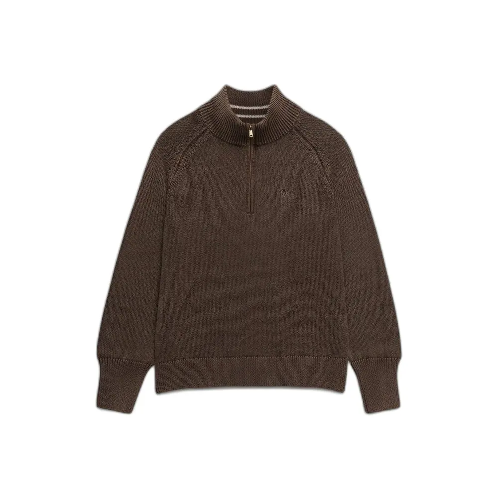 Pull demi-zip classico lavato donna
