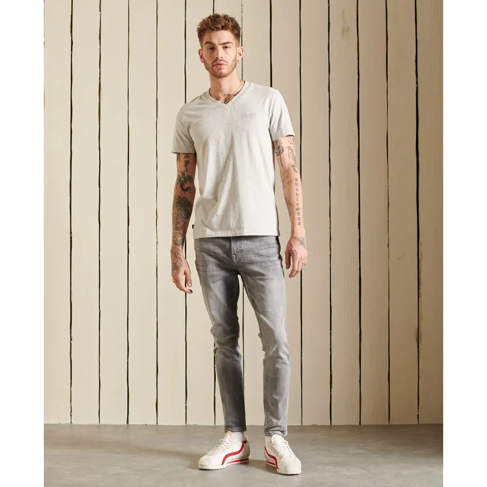 5057847422040 - Mens Essential Logo T-Shirt aus Bio-Baumwolle mit V-Ausschnitt Hellgrau - Größe Xxl