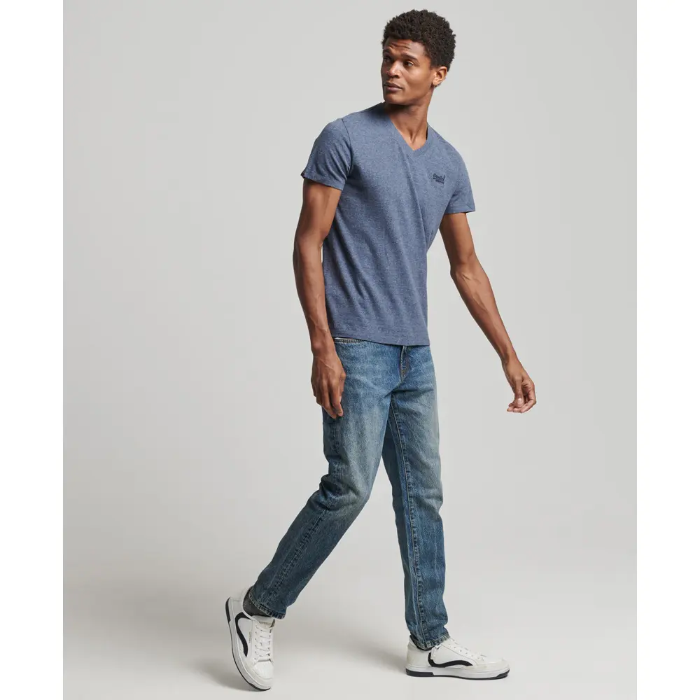 5057847750686 - Mens Essential Logo T-Shirt aus Bio-Baumwolle mit V-Ausschnitt Marineblau - Größe S