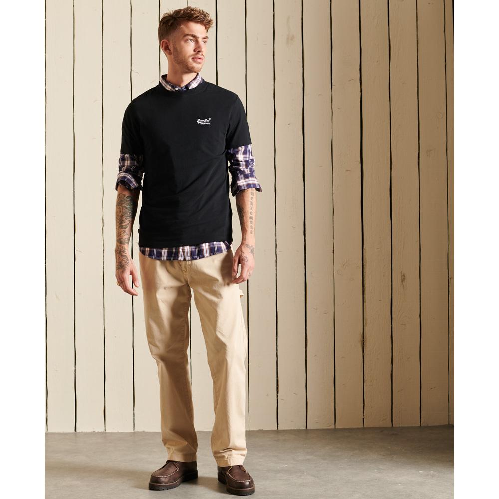 5057847422767 - Mens Vintage Logo T-Shirt aus Bio-Baumwolle mit Stickerei Schwarz - Größe M