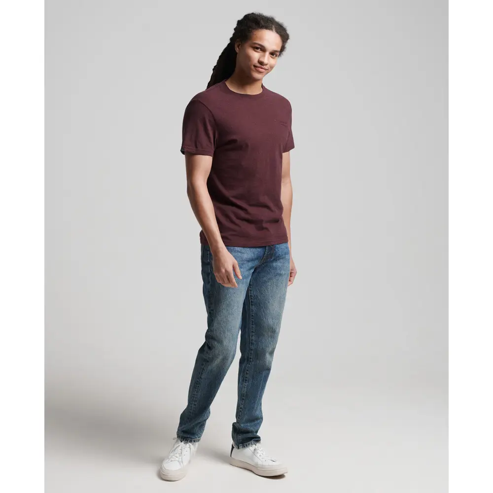 5057847376459 - Mens Vintage Logo T-Shirt aus Bio-Baumwolle mit Stickerei Rot - Größe S