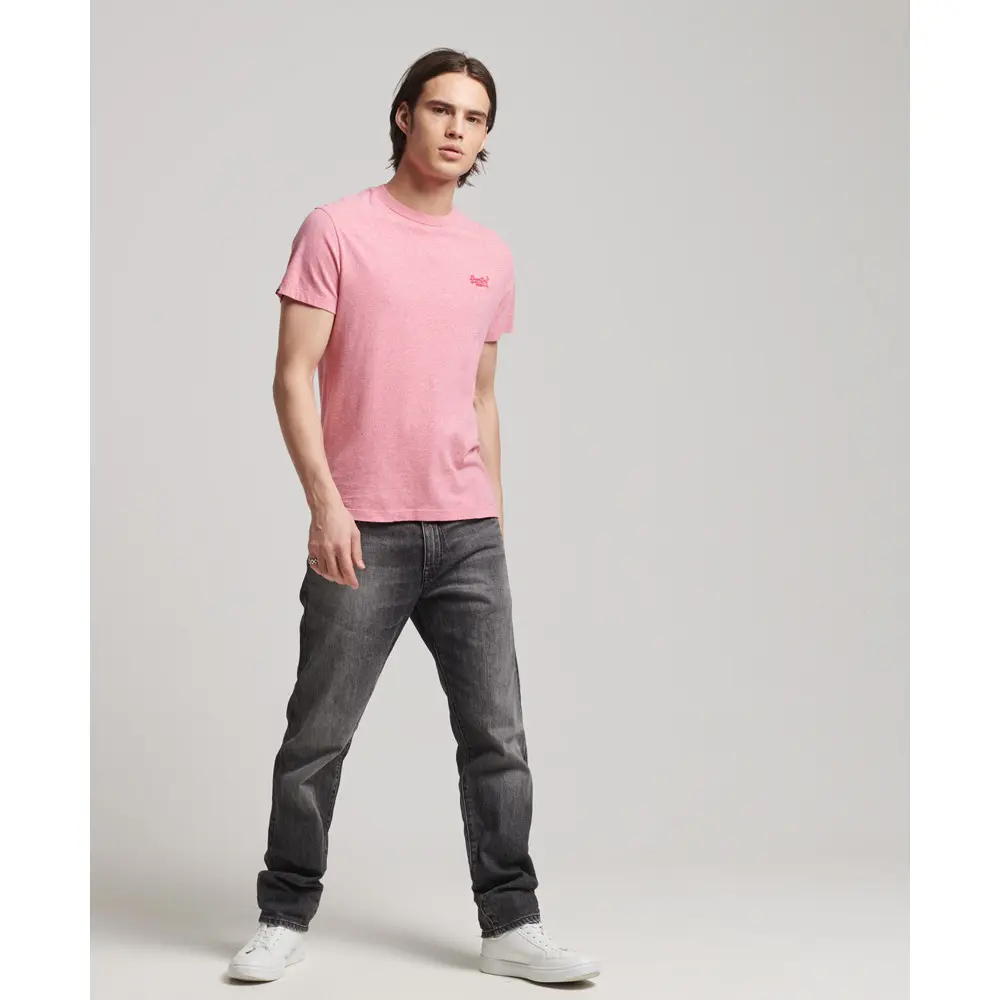 5057847423115 - Mens Vintage Logo T-Shirt aus Bio-Baumwolle mit Stickerei Pink - Größe S