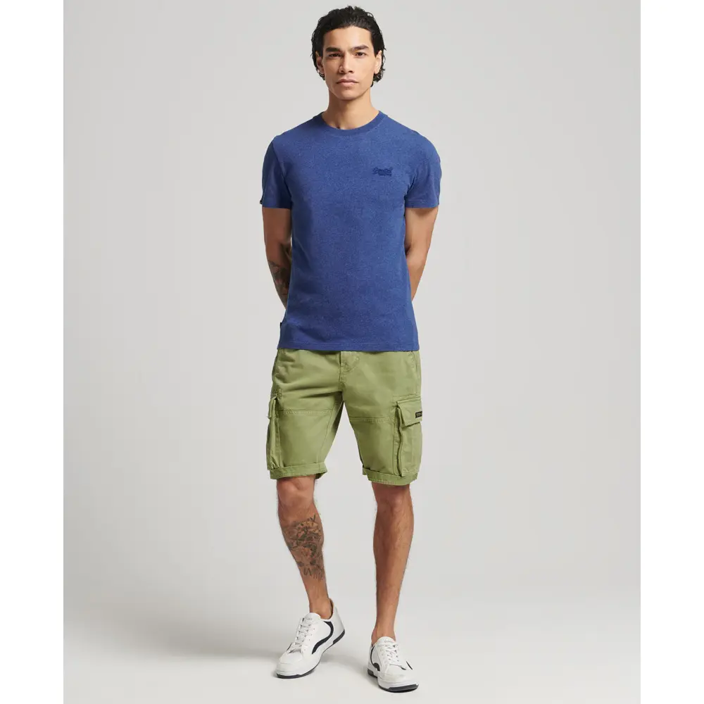 5057847178596 - Herren Vintage Logo T-Shirt aus Bio-Baumwolle mit Stickerei Blau - Größe S