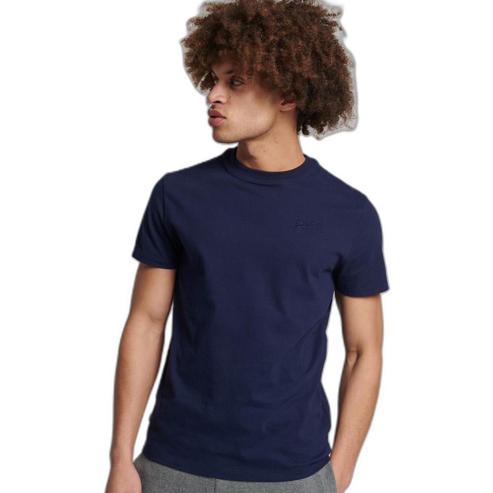5057847423191 - Mens Vintage Logo T-Shirt aus Bio-Baumwolle mit Stickerei Marineblau - Größe XS