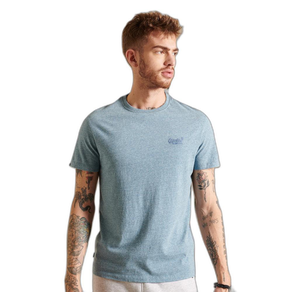 5057847180216 - Mens Vintage Logo T-Shirt aus Bio-Baumwolle mit Stickerei Blau - Größe S