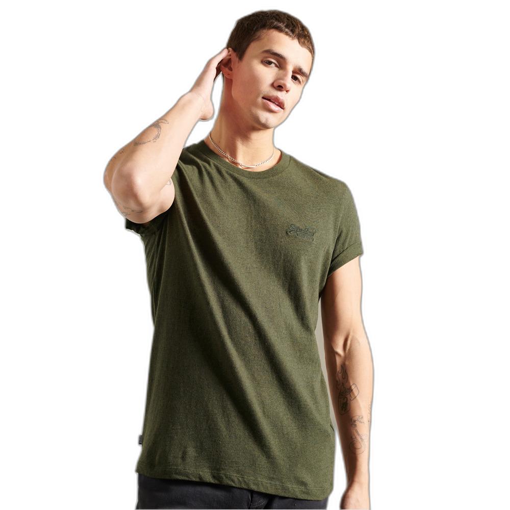 5057847424792 - Mens Vintage Logo T-Shirt aus Bio-Baumwolle mit Stickerei Kaki - Größe S