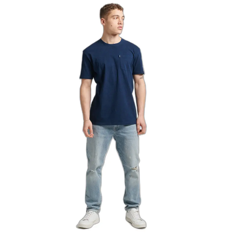 5057847567888 - Mens Vintage Indigo T-Shirt aus Bio-Baumwolle Lila - Größe S