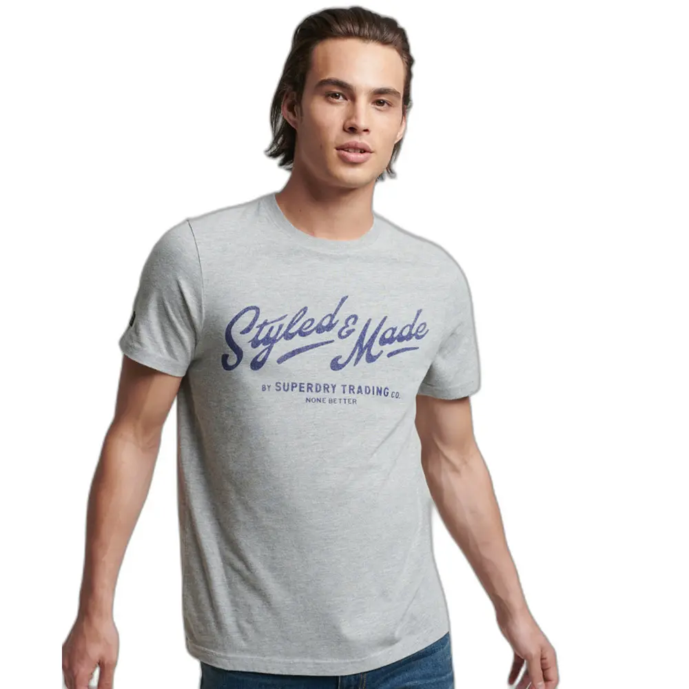 5057847568786 - Mens T-Shirt mit Vintage-Schriftzug Grau - Größe S