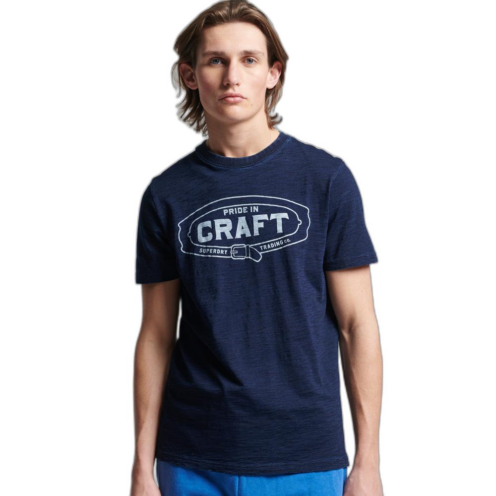 5057847569783 - Mens Vintage T-Shirt mit Schriftzug aus Bio-Baumwolle in Indigoblau Dunkelblau - Größe M