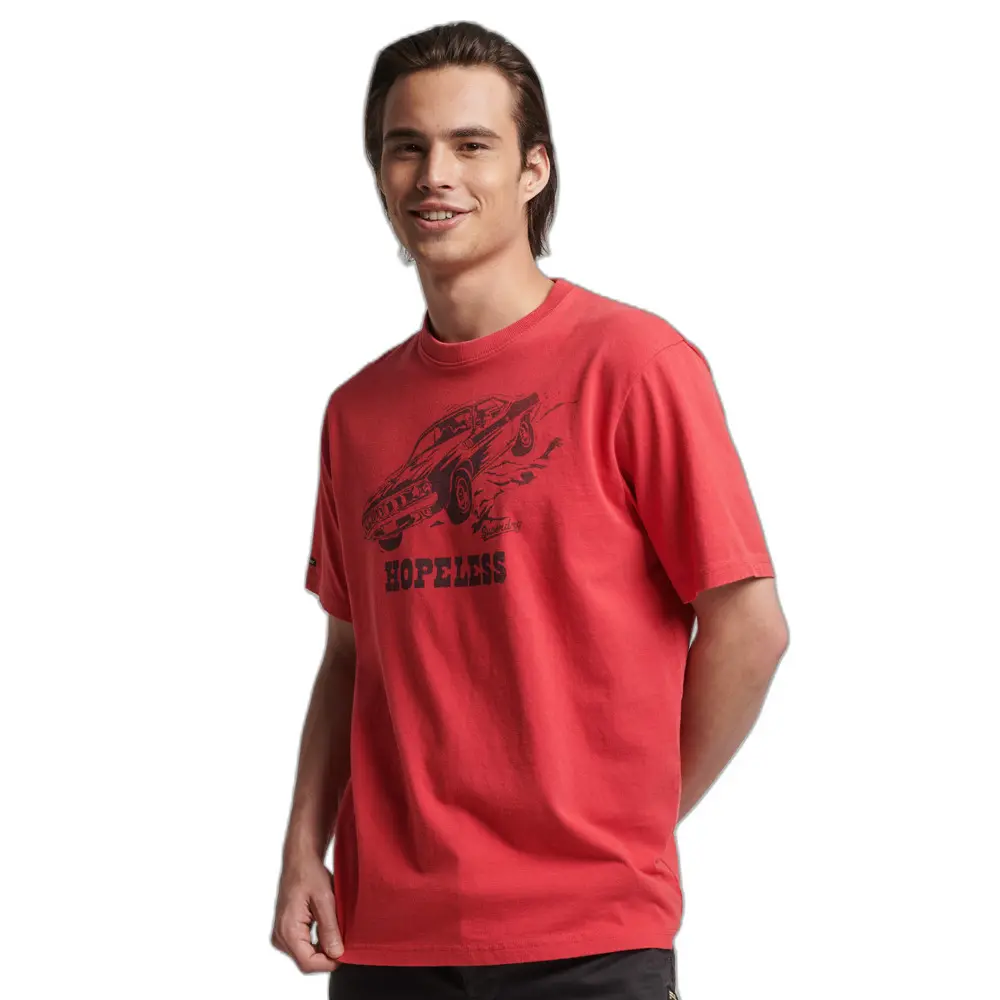 5057847572943 - Mens Crossing Lines T-Shirt in Vintage-Optik Rot - Größe L