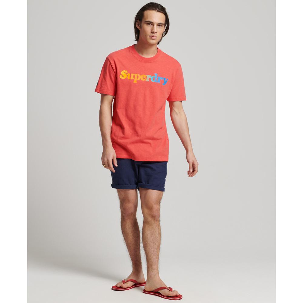 5057847832412 - Mens Gestreiftes Vintage Cali T-Shirt Orange - Größe XS