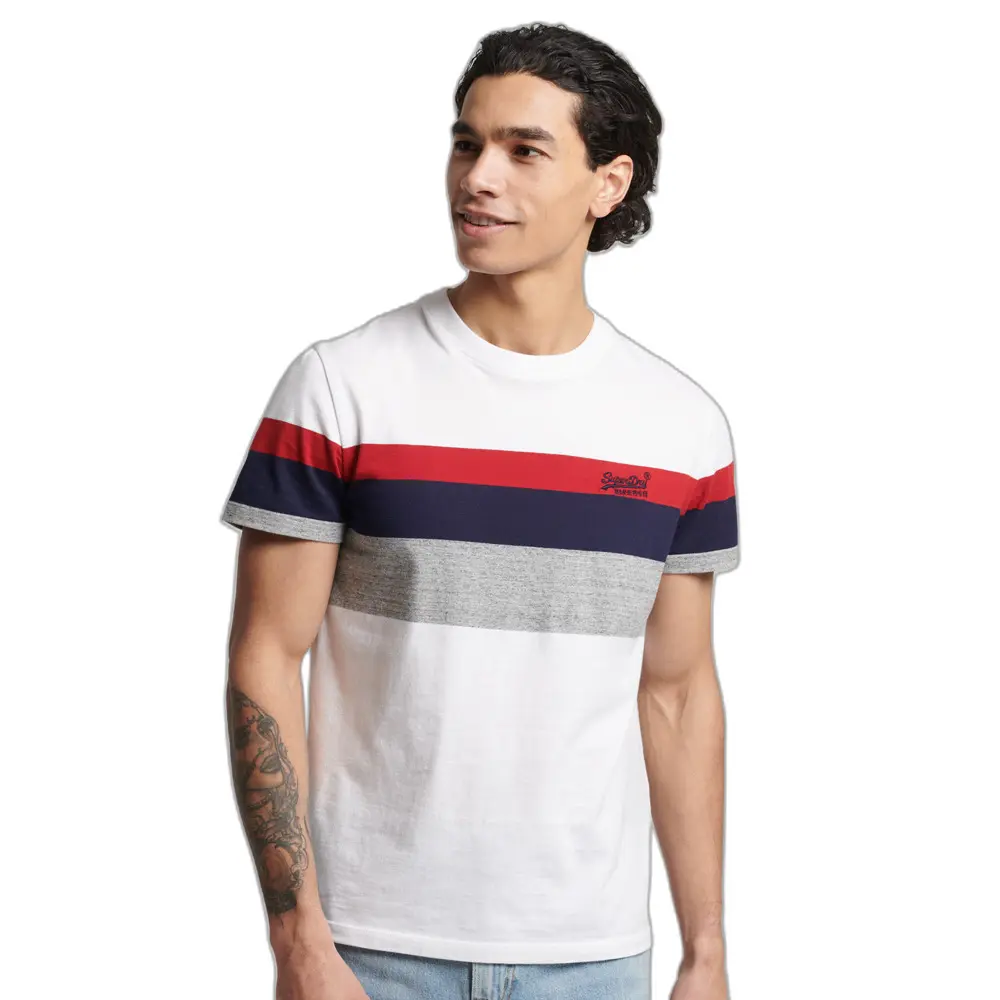 5057847953384 - Herren Klassisch Gestreiftes T-Shirt aus der Orange Label Kollektion Weiß - Größe XL