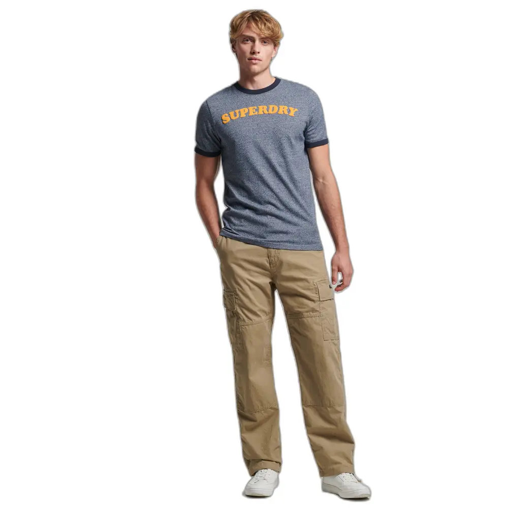 5059726077303 - Mens Klassisches Cooper Ringer T-Shirt mit Logo Blau - Größe S