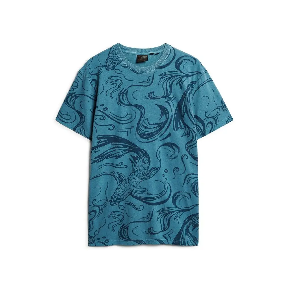 5063068044114 - Superdry T-Shirt Allover-Print Baumwolle für Herren blau M