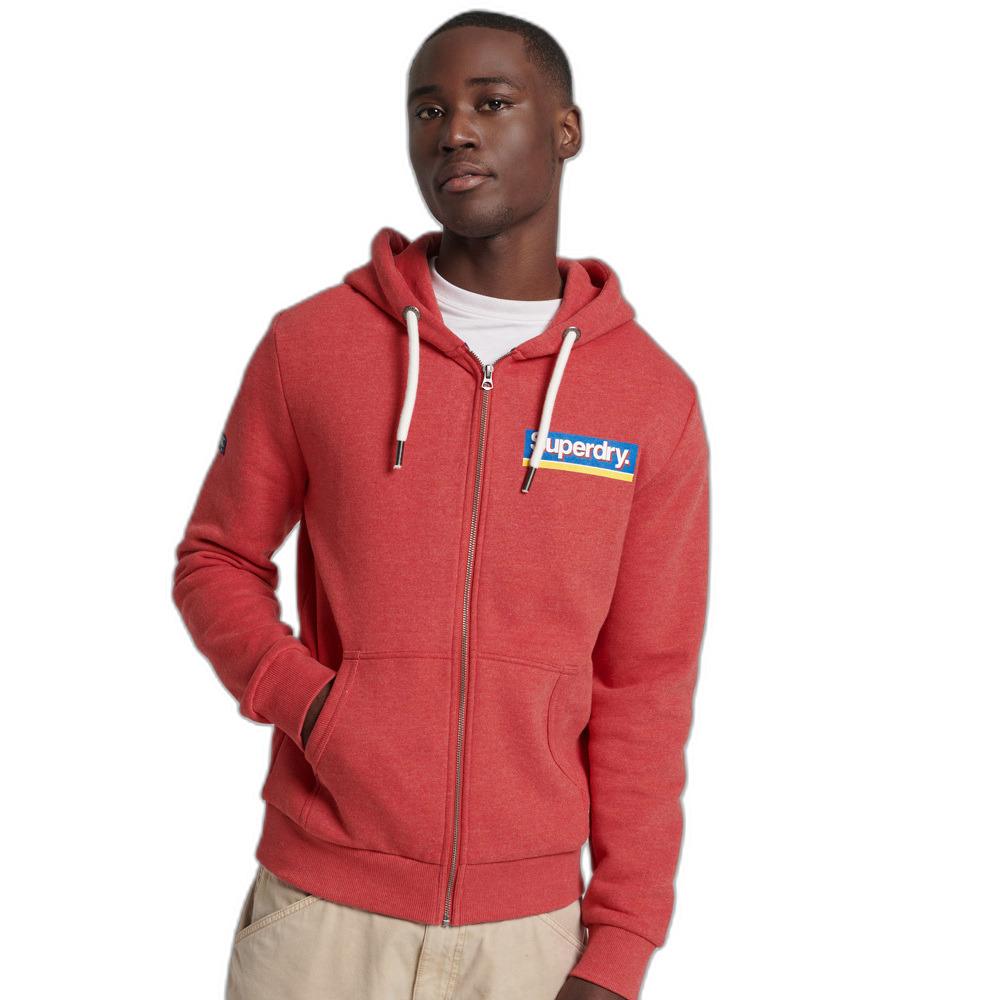 5057847594525 - Mens Saisonaler Vintage Core Logo Kapuzenpulli mit Reißverschluss Rot - Größe S