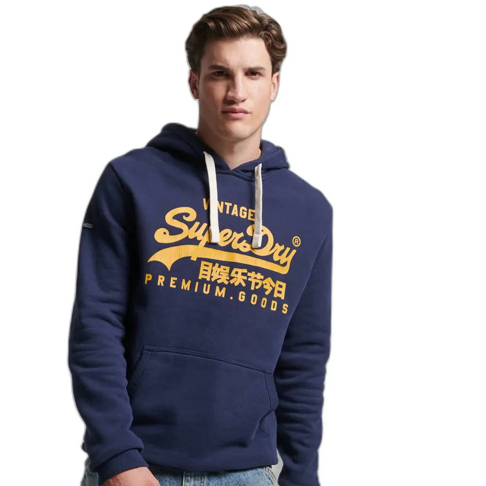 5057847976291 - Mens Vintage Logo Heritage Hoodie Marineblau - Größe S