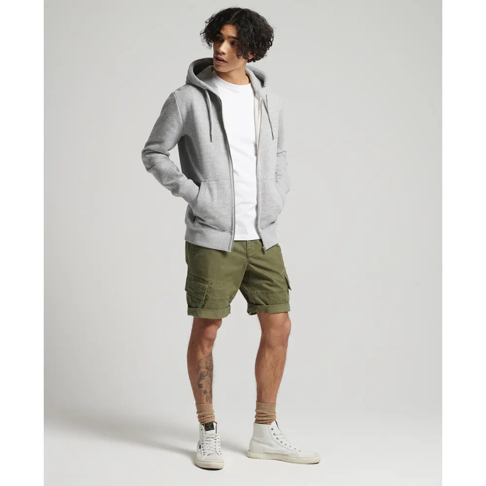 5059726229719 - Mens Kapuzenjacke aus Bio-Baumwolle mit Gesticktem Vintage Logo Grau - Größe Xxl