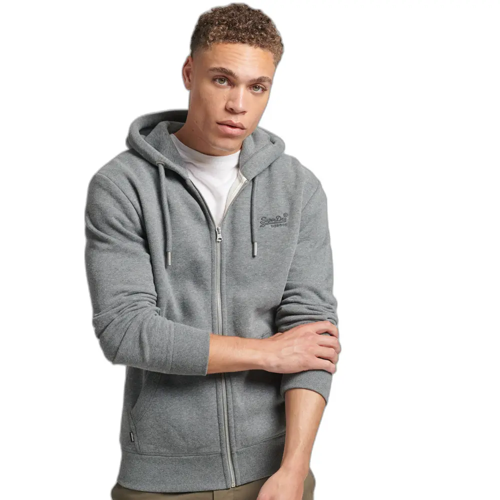 5059726218188 - Mens Vintage Logo Kapuzenjacke mit Stickerei Grau - Größe S