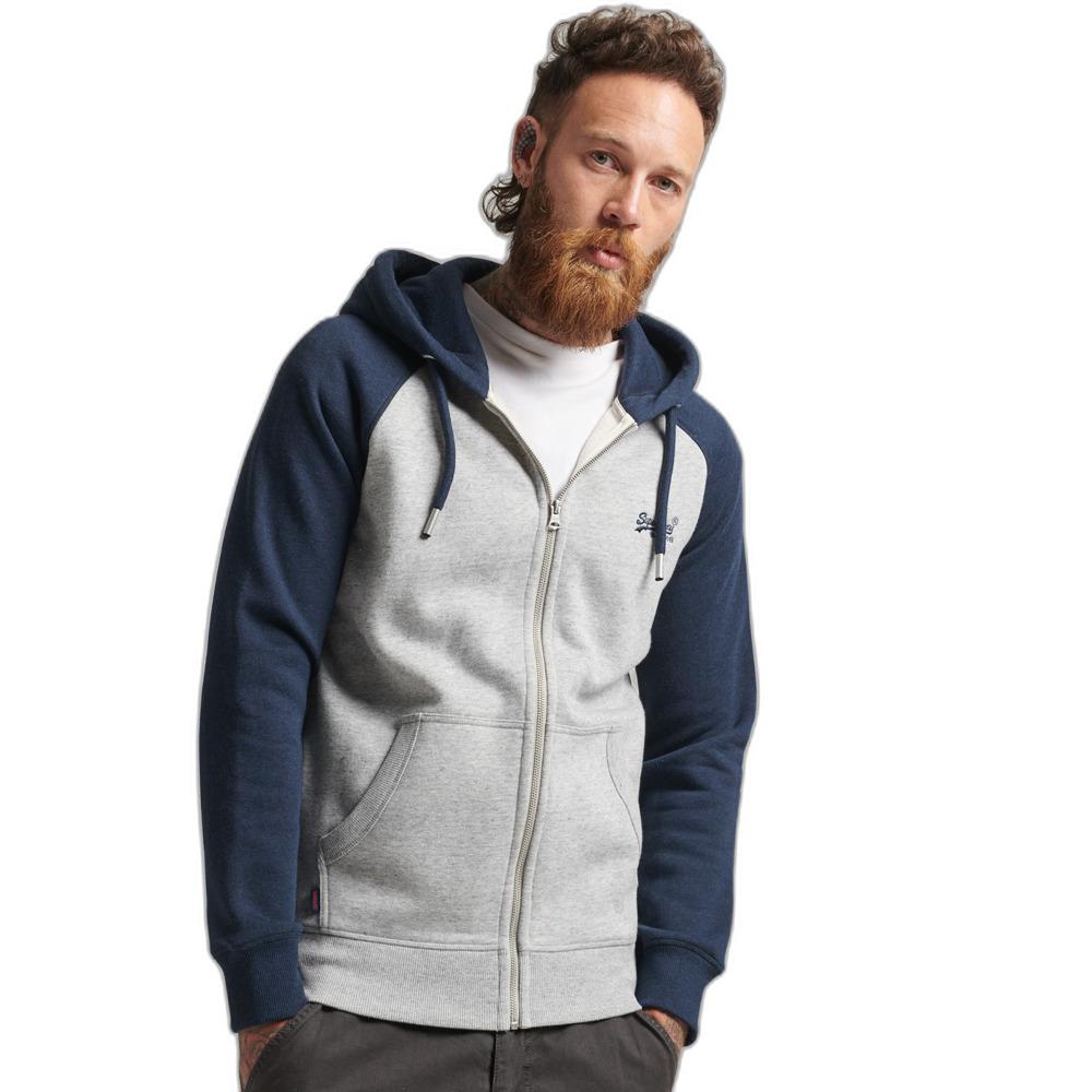 5059726218638 - Mens Vintage Logo Baseball-Kapuzenjacke aus Bio-Baumwolle Grau - Größe XL