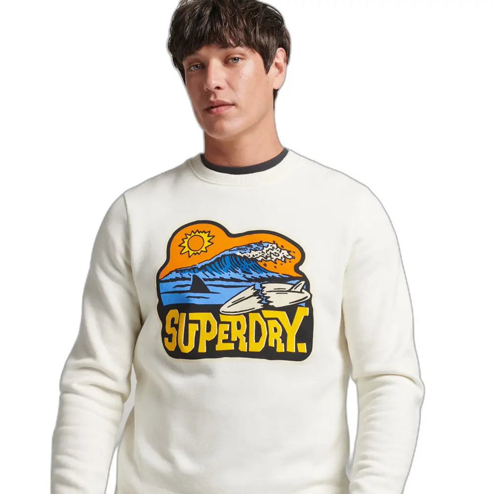5059726376543 - Mens Vintage Travel Sticker Sweatshirt mit Rundhalsausschnitt Weiß - Größe L