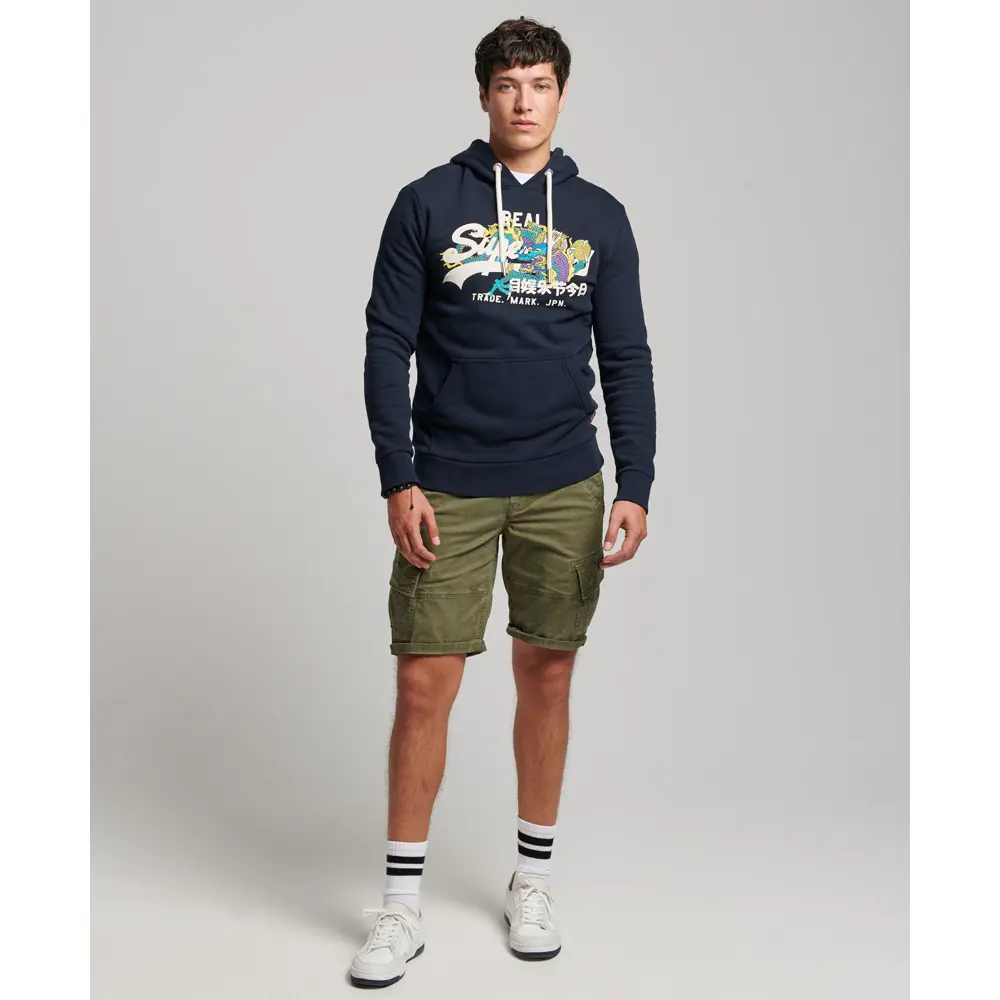 5059726456566 - Herren Vintage Logo Narrative Hoodie Marineblau - Größe L