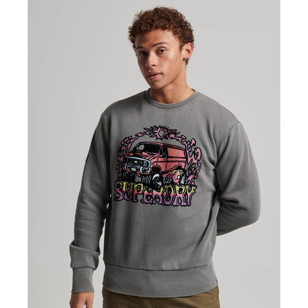 5059726809034 - Herren Motor Retro-Sweatshirt mit Grafik Hellgrau - Größe S