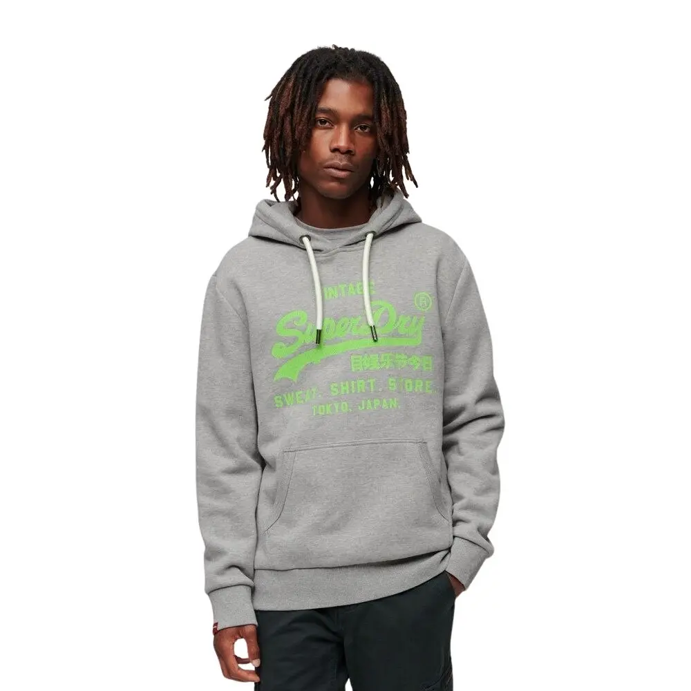 5059726927868 - Herren Neonfarbenes Hoodie mit Vintage-Logo Grau Grün - Größe L 5059726927868 - Herren Neonfarbenes Hoodie mit Vintage-Logo Grau Grün - Größe L