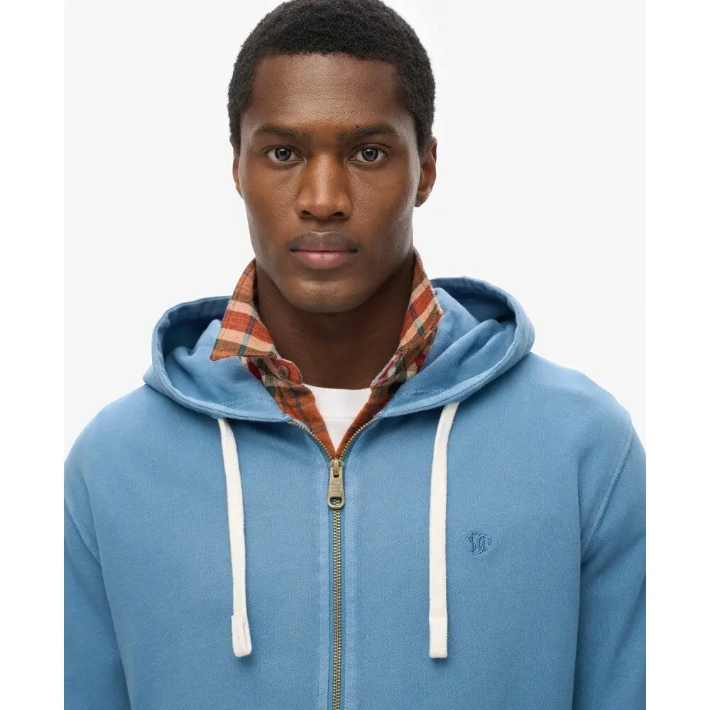 Sweat à Capuche Superdry Homme - Bleu, Zip Intégral, Taille S, Occasion Très Bon état