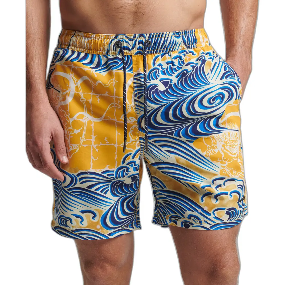 5059726464837 - Herren Hawaiianische Badeshorts aus Recyceltem Material Gelb - Größe S