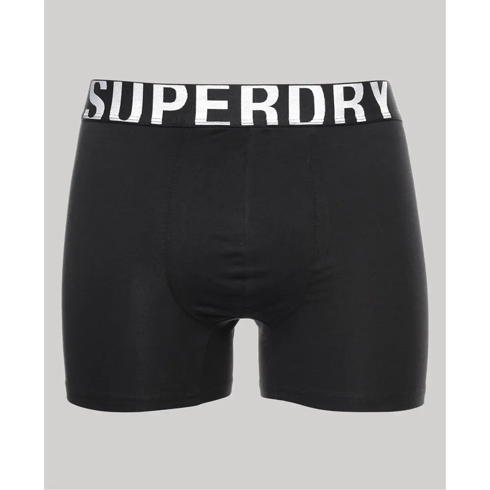 5057847504630 - Mens Boxershorts aus Bio-Baumwolle mit Doppeltem Logo im 2er-Pack Schwarz - Größe S