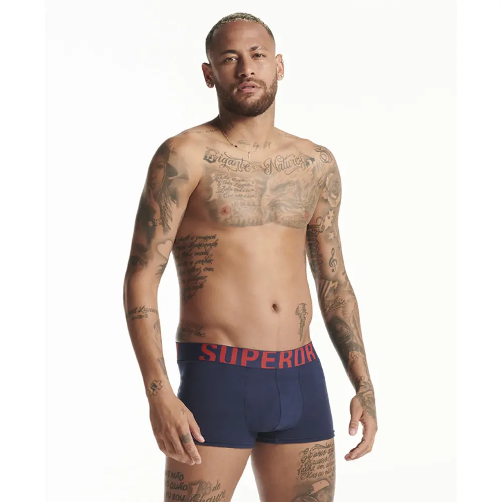 5057847509031 - Mens Unterhosen aus Bio-Baumwolle mit Doppeltem Logo im 2er-Pack Marineblau - Größe S